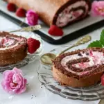 kuningatar-kääretorttu paloina lautasilla