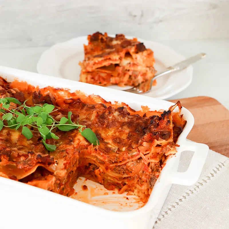 Gluteeniton lasagne paistamisen jälkeen.