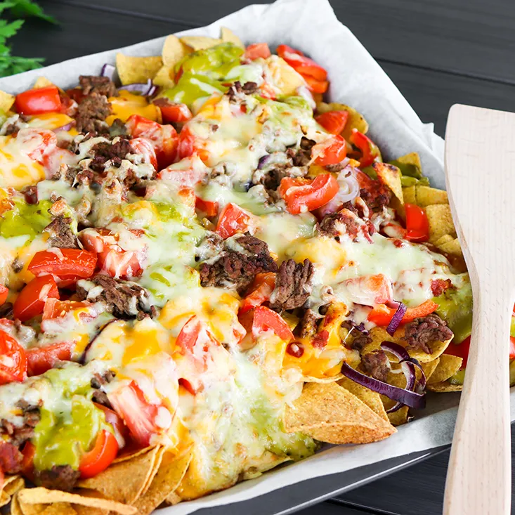 Nachopelti paistamisen jälkeen.