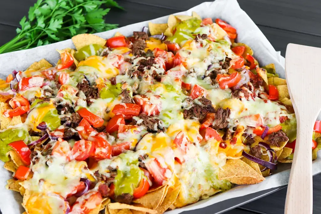 Nachopelti paistamisen jälkeen.