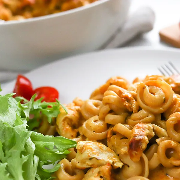 Palermon pasta ruokalautasella.