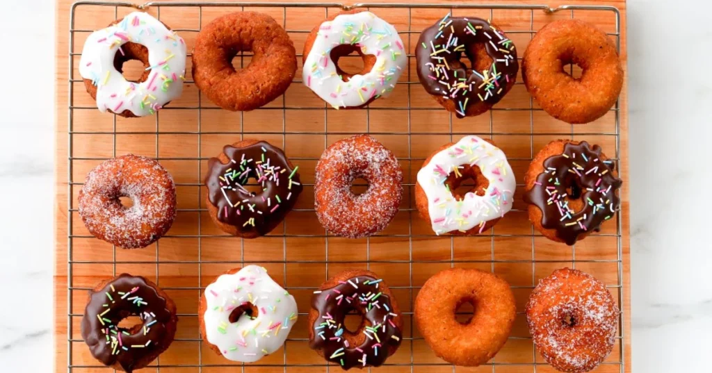 Donitsit koristeltuna ritilän päällä.