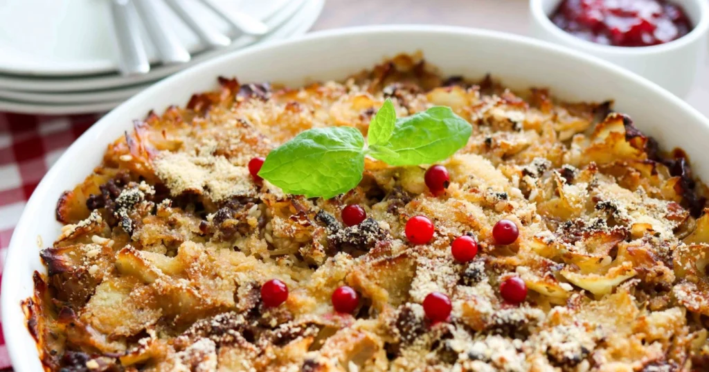 Kaalilaatikko uunista ottamisen jälkeen.