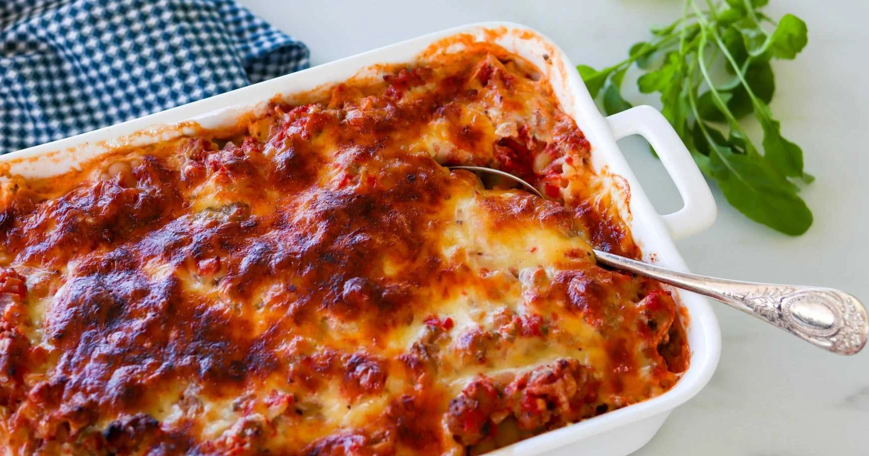 Lasagnette paistamisen jälkeen.