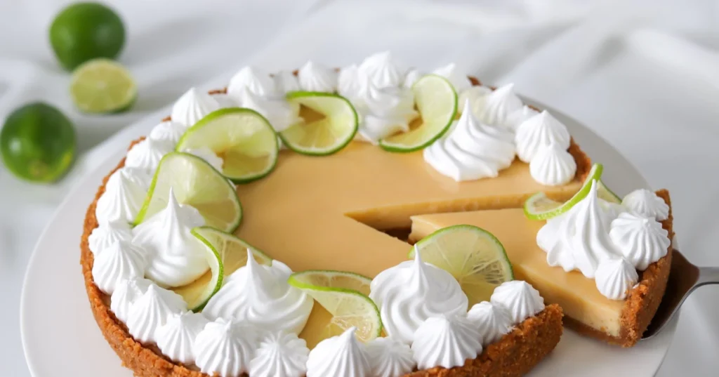 Limepiirakan (key lime pie) voi koristella marengilla.