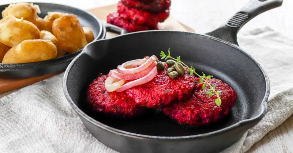 Lindströmin pihvit paistinpannulla sipulin kera.