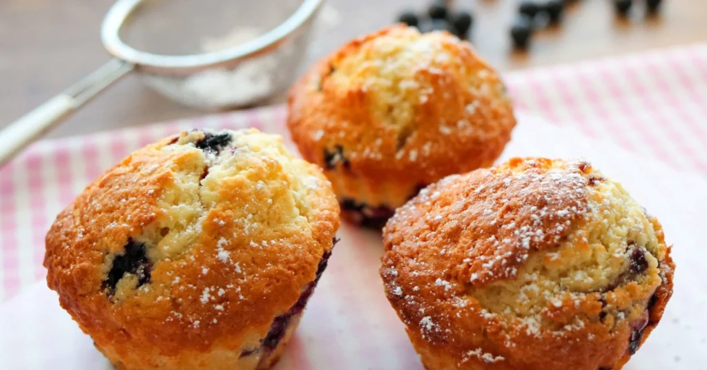 Mustikkamuffinit vuoista irrottamisen jälkeen.