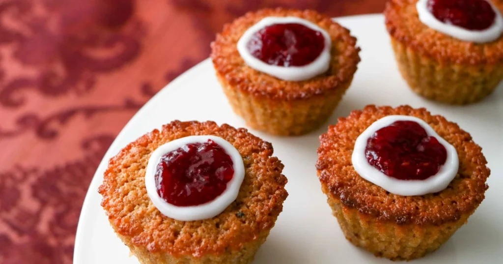 Muffinivuoissa paistettuja Runebergin torttuja.