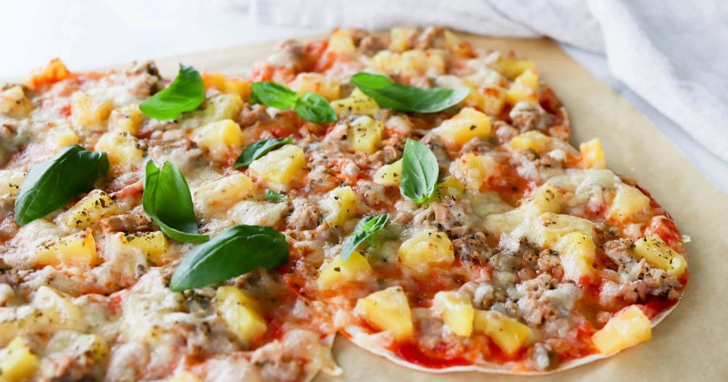 Tortillapizza paistamisen jälkeen.